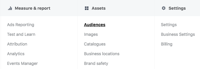 Facebook tab with audience highlighted