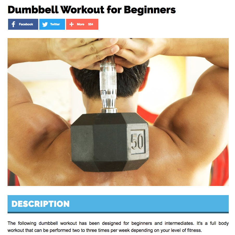 Dumbbell Blog - great example of content marketing in action