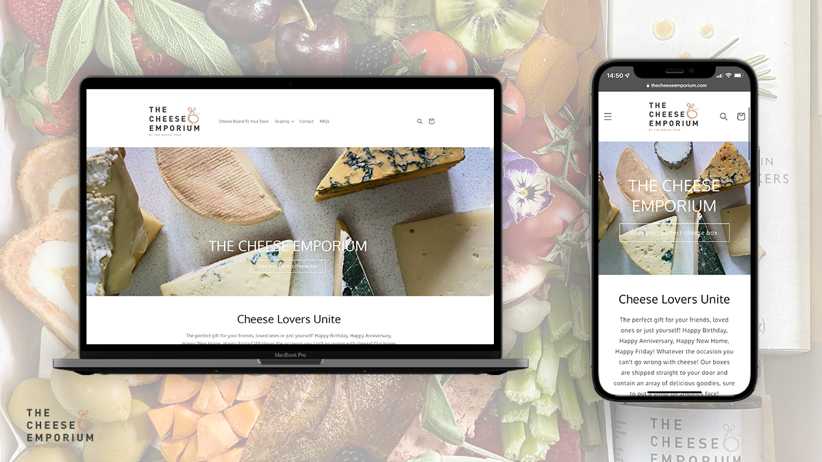 Image showing a laptop and mobile version of the new Cheese Emporium Website