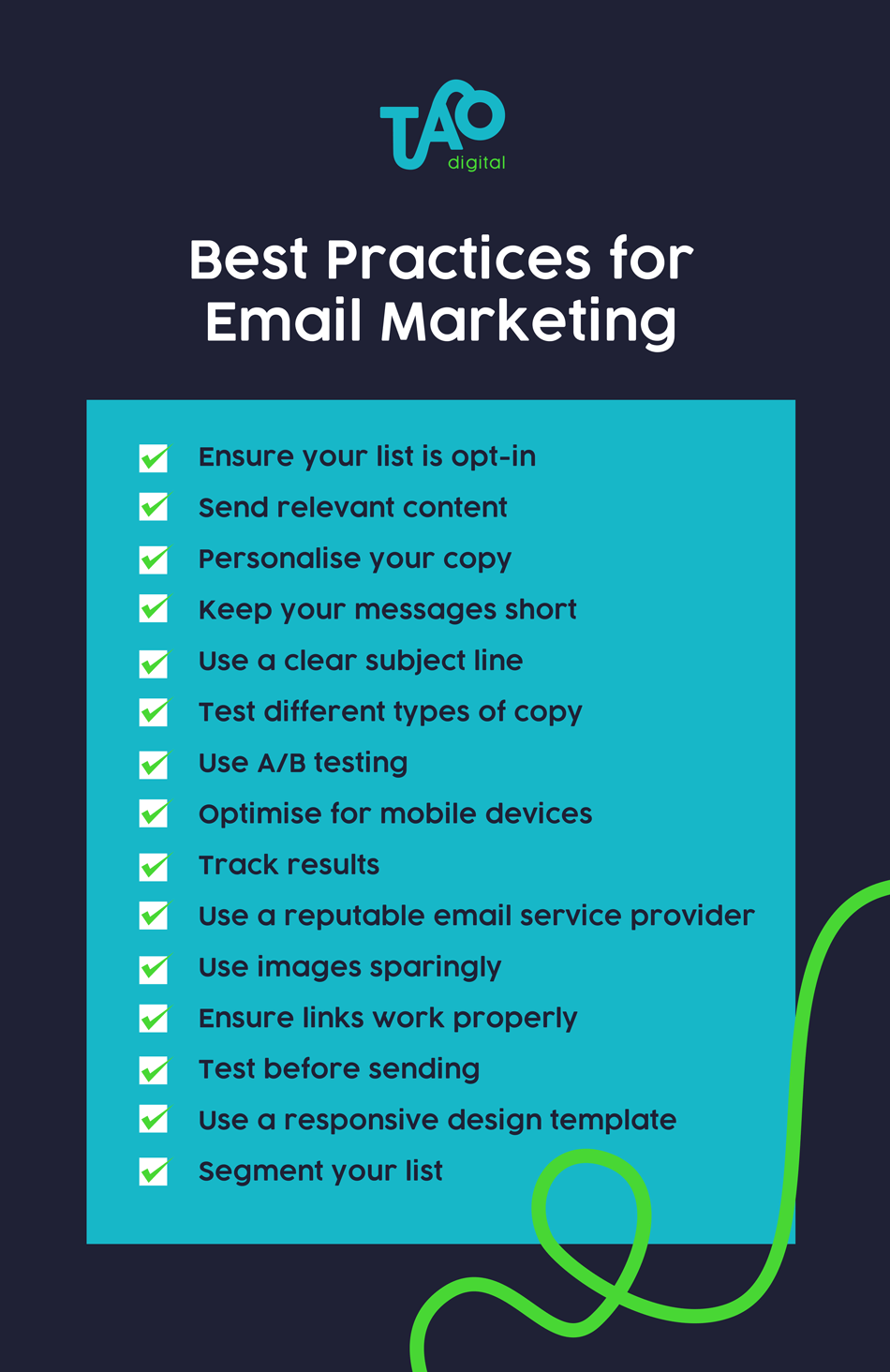 Email Marketing Tick list